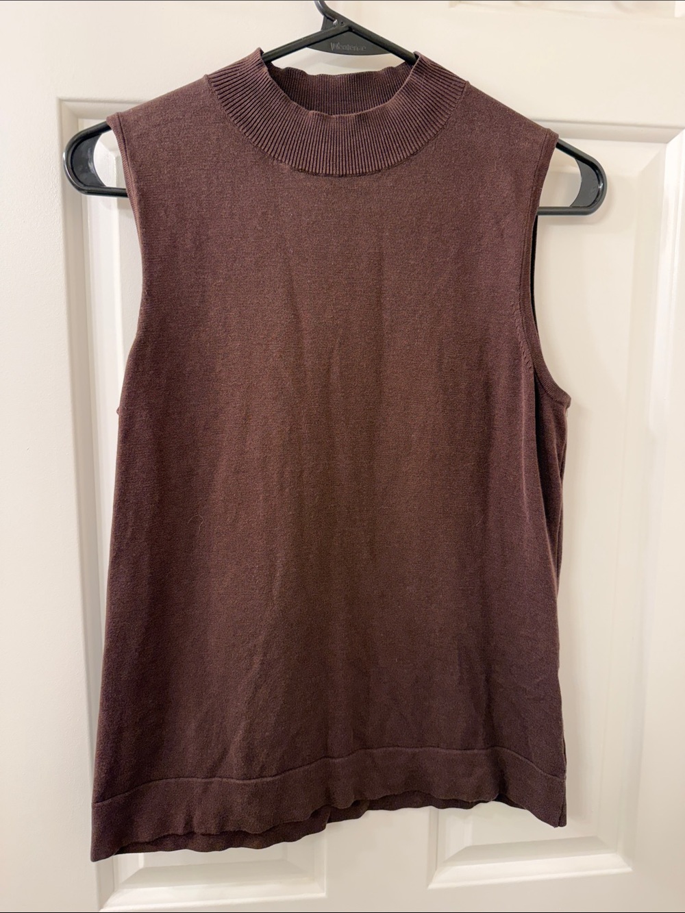 august silk Sleeveless Mock Neck Tank Top - Deep Brown